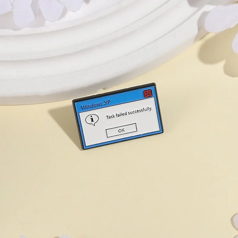 Windows XP Task Failed Successfully Enamel Pin, Gift for Programmers