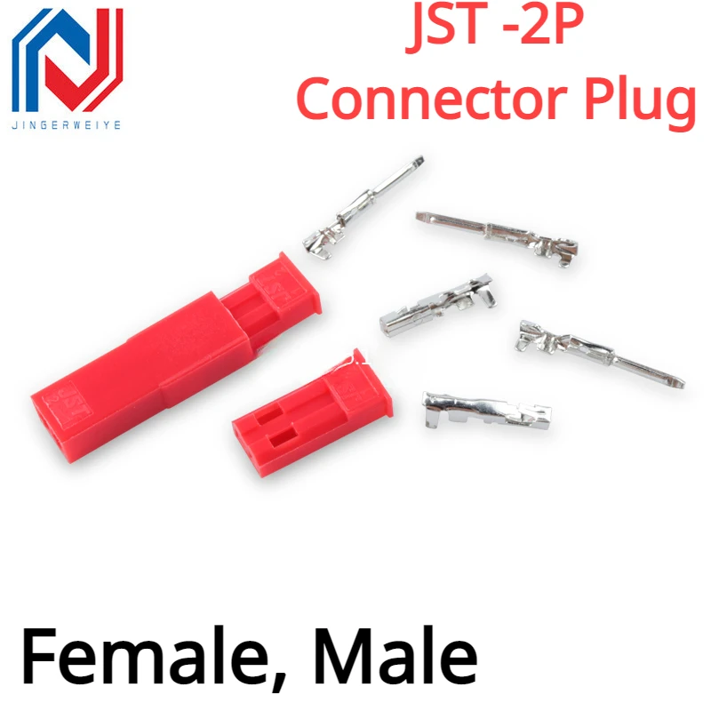 

50pcs JST Connector Plug 2pin Female, Male and Crimps RC Battery Connector for Auto,E-Bike,boat,LCD,LED ,ship Electrical Spare.