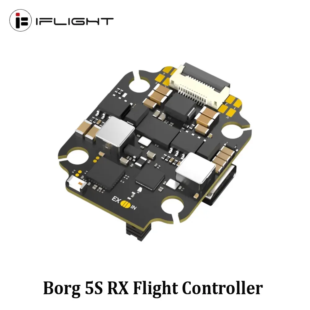 AvaCoreiFlight Borg 5S RX Stack With Built-in ELRS 2.4GHz Receiver 12V BEC 16MB Black Box Borg 60R BL32 ESC For 3-8S Lipo RC FPV