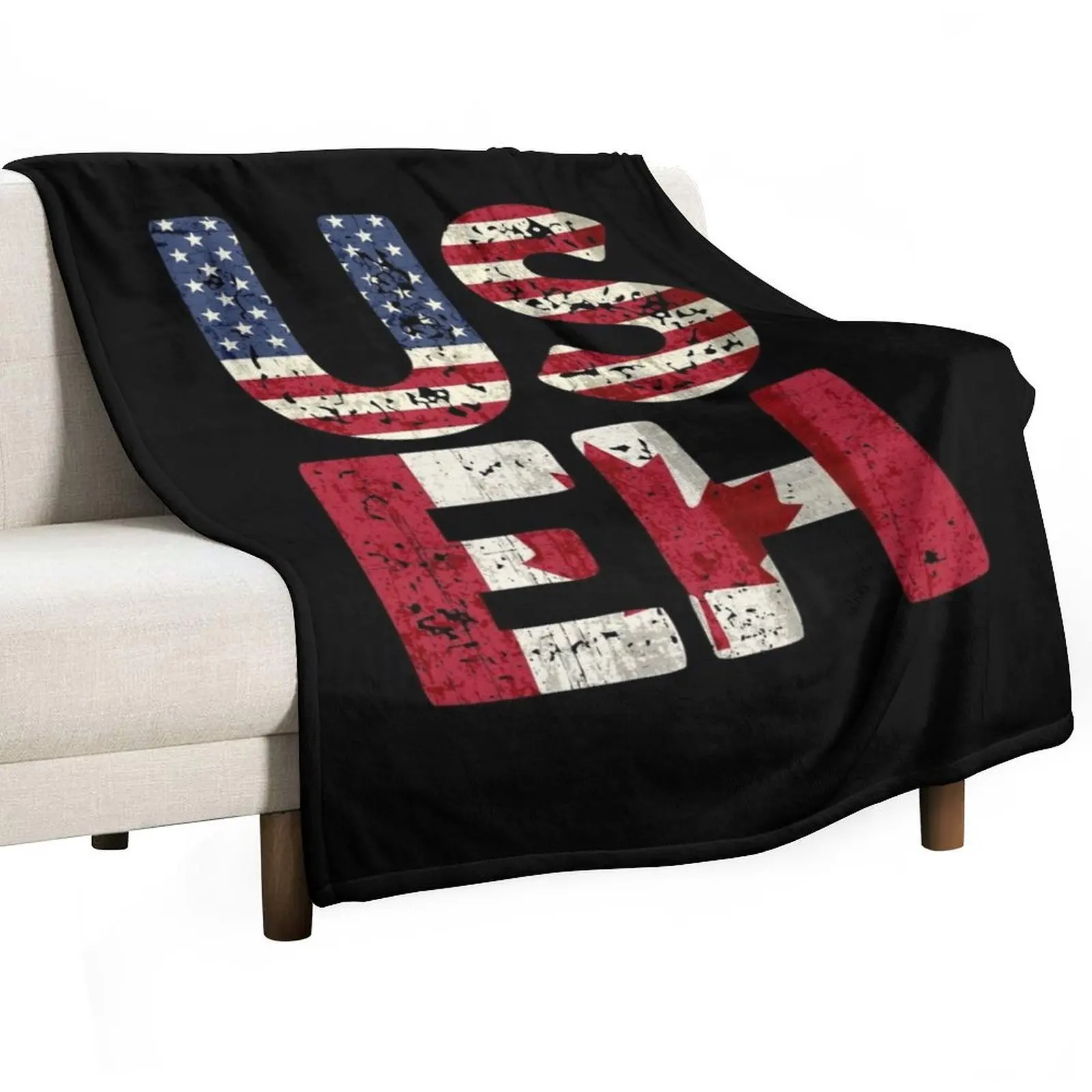 

Canada US EH American Canadian Flag Vintage America Colors Patriotic Gifts Throw Blanket