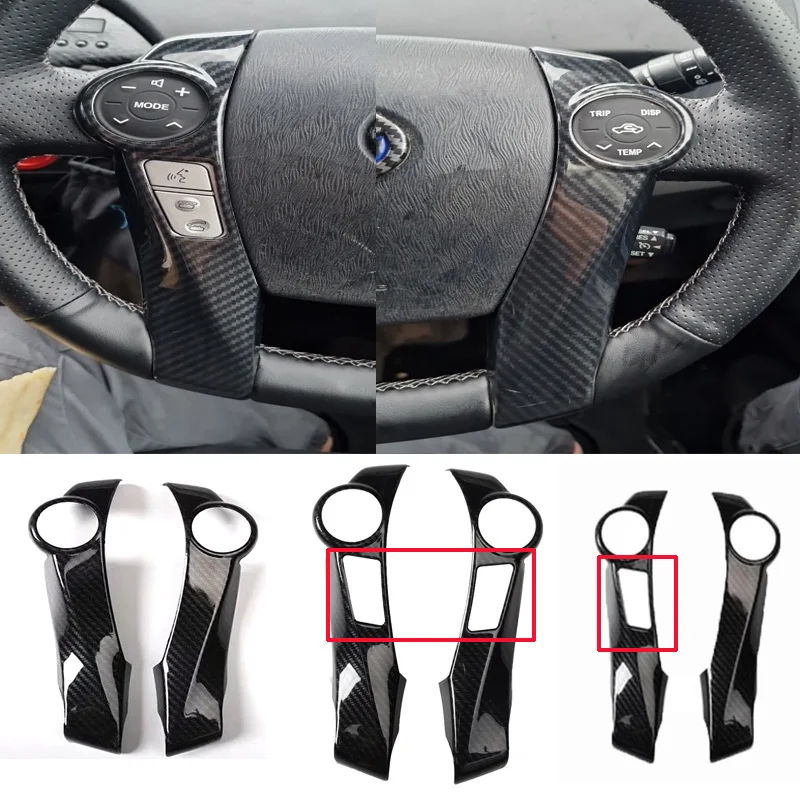 LHD RHD For Toyota Prius ZVW30 2009-2015 ABS Carbon Fiber Car Steering Wheel Button Cover Trim Decoration Interior Accessories