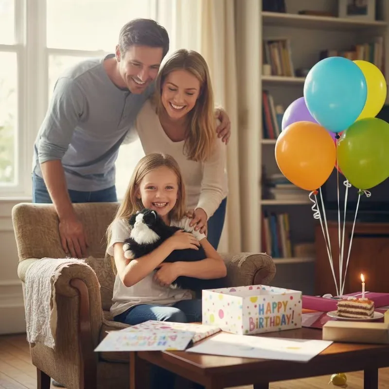 

Realistic Black and White Long Haired Cat Plush Toy 45cm Lifelike Stuffed Animal Cat Doll Home Decor Kids Adults Companion Gift