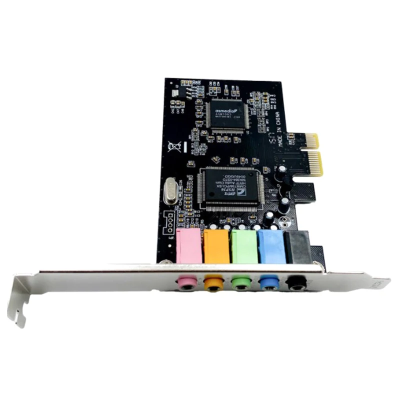 Placa de Som para Jogos de Computador e Música, PCI-E 5.1 Canais, Áudio 3D, 6 Canais, Placa de Som Digital PCI Express 5.1 CH, 24Bit