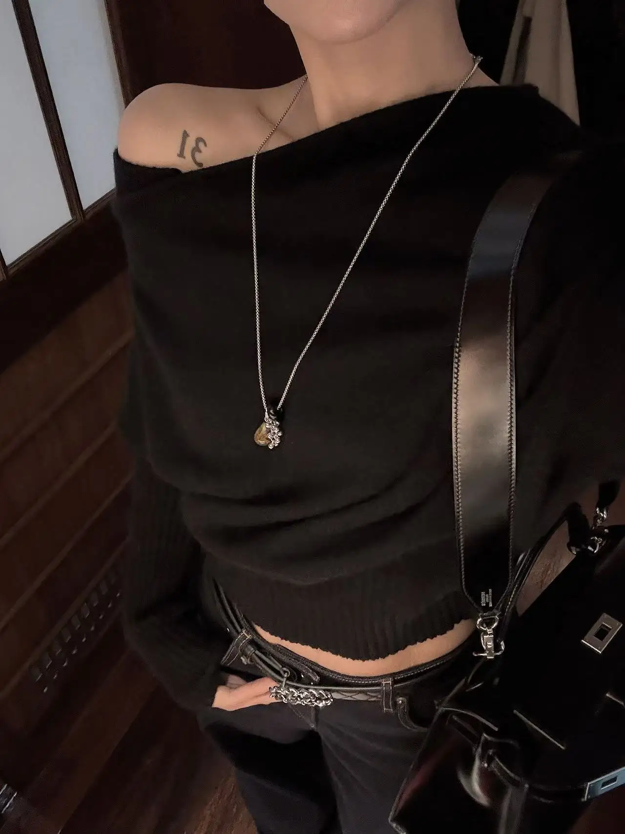 

Chier mat Lazy Knitted Camere Sweater Asymmetrical oulder Design Women's Long Sve Loose Fit Faion Sle