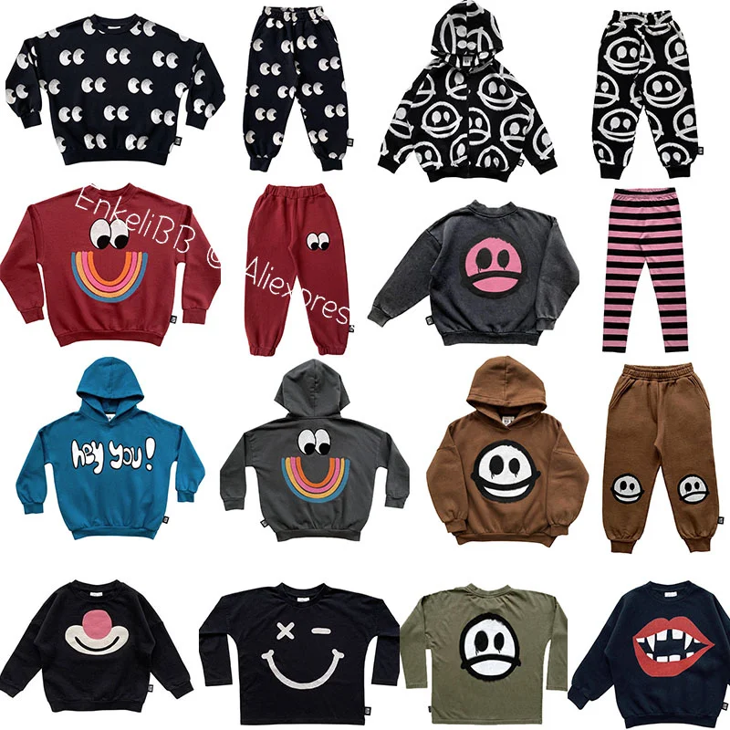 EnkeliBB Little M* H* Boys Autumn Winter New Arrivals Sweatshirt and Pants Rainbow Eyes Print Children Clothing Fashion Designer