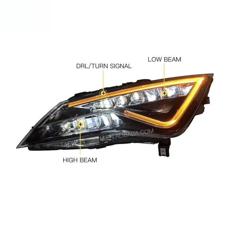 لـ فولكس فاجن فولكس فاجن سيات ليون MK3 2013 2017 كشافات هالوجين ترقية اكسسوارات السيارات رئيس ضوء مصباح LED عدسة العارضات