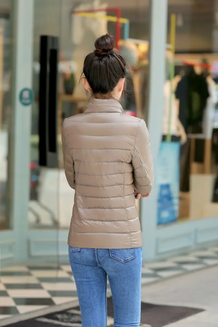 M-8XL White Duck Down Jacket for Women Winter Warm Down Coat Light Weight 2023 New Stand Collar Pocket Zipper Casual Outerwear
