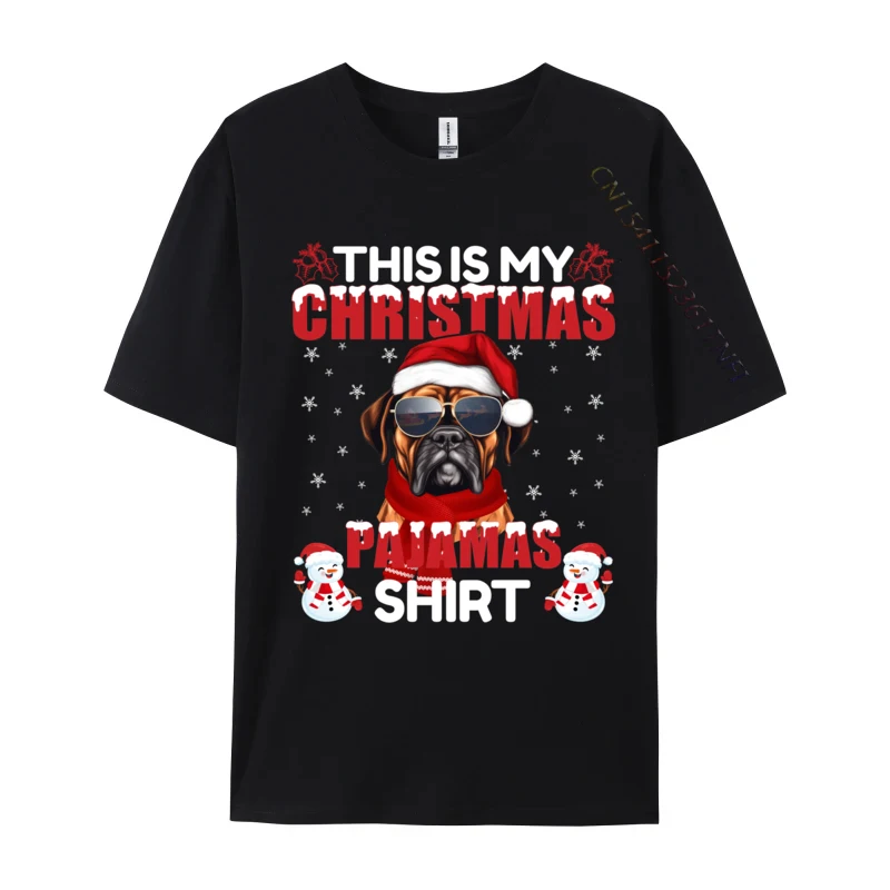 Boxer Dog Lover Christmas Pajama Reindeer Xmas Matching T Shirt Men Tee Premium Cotton Anime Printed T-Shirts Oversize Top Tees