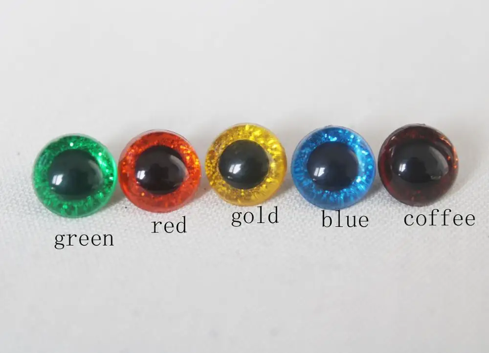 20pcs/lot 9mm 10.5mm  12mm 13.5mm 15mm button crystal  safety glitter toy eyes --color option