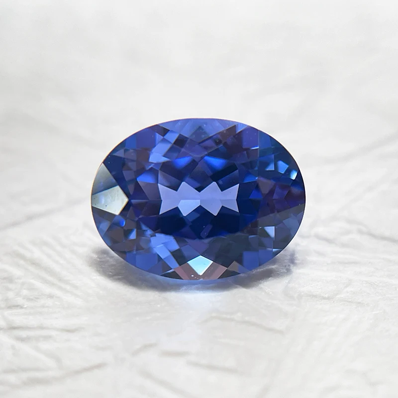Laborgezüchteter Saphir, oval geschliffen, Kornblumenfarbe, Edelstein für DIY-Schmuckherstellung, Ring- und Halsketten-Einlage, wählbares Zertifikat – Detail 2