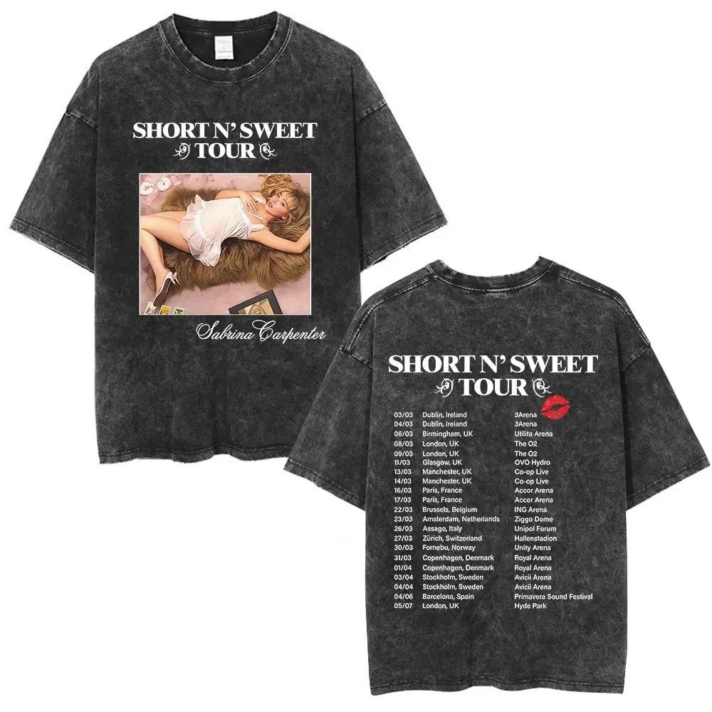 غسلها خمر سابرينا نجار غلاف الألبوم الجرافيك تي شيرت الرجال النساء موضة البوب الموسيقى تي شيرت الذكور عادية المتضخم تي شيرت #4