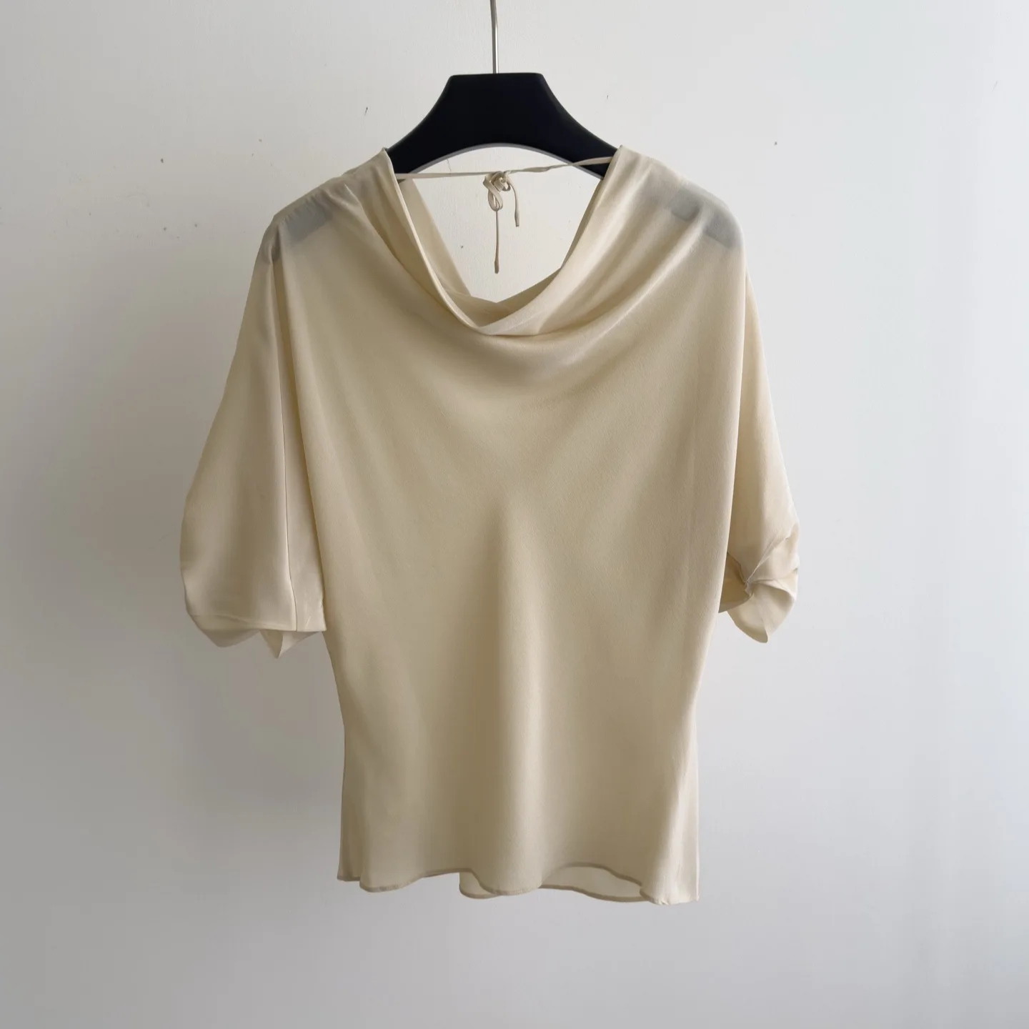 Women Summer New Tie Back Satin Blouse