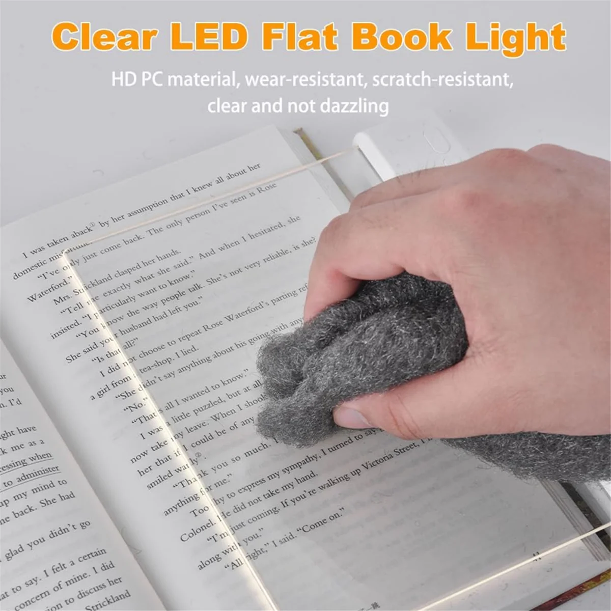 

AA98 Book Light, Rechargeable Clear LED Flat Reading Light with 3 Colors & Timer, Plate Lamp Book Full Page Light White