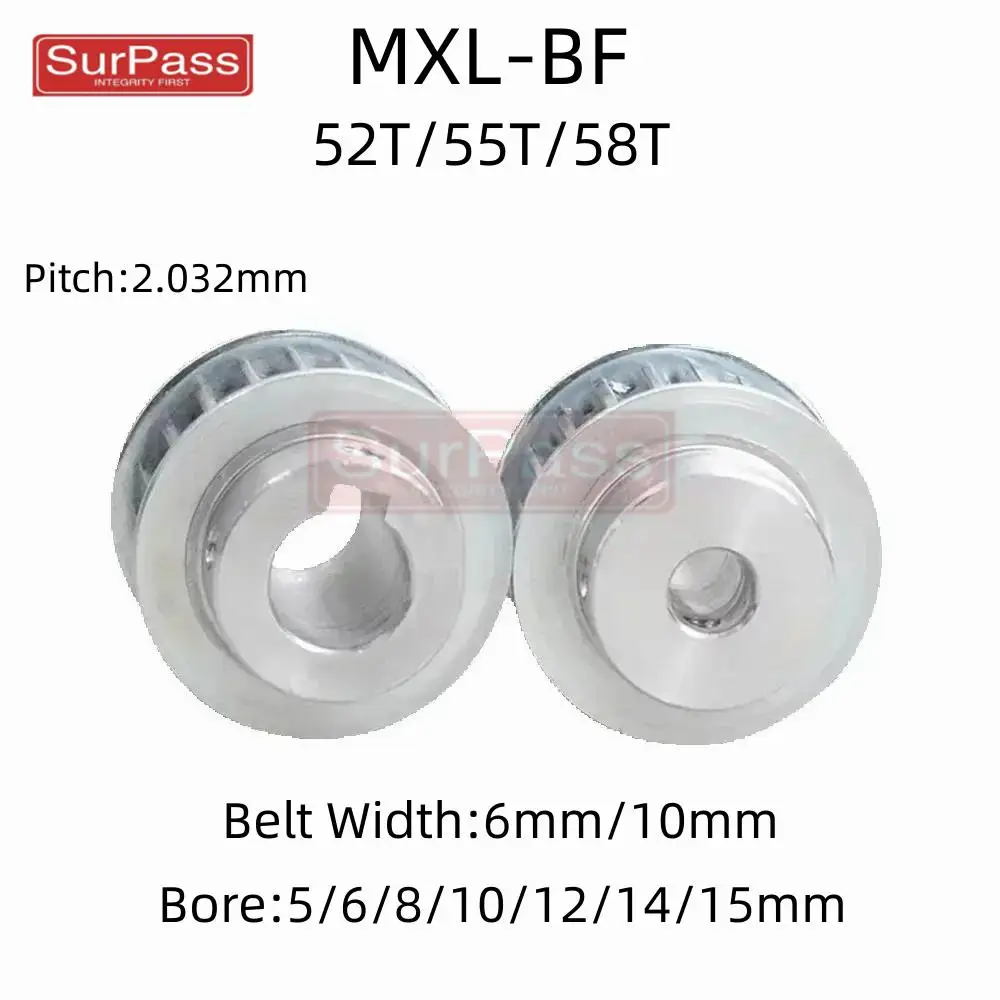 

BF Type 52T/55T/58Teeth MXL Timing Pulley Bore 5/6/8/10/12/14/15mm for 6/10mm Width Belt Used In Linear Pulley