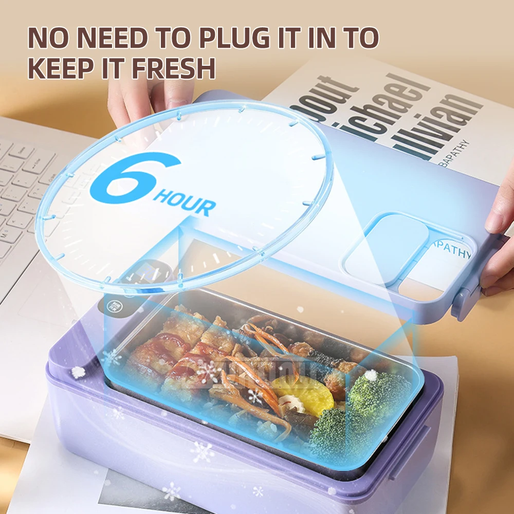 Boîte à lunch électrique de grande capacité, camping en acier inoxydable portable, boîte à lunch isolée métropolitaine, 1L