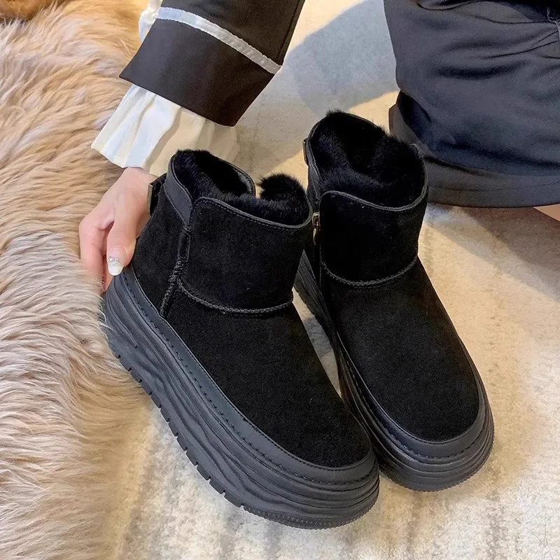 أحذية الثلج المقاومة للماء للنساء ، مانعة للانزلاق ، فرو قطيفة ، أحذية الكاحل الشتوية ، أحذية مبطنة ، جديدة ، * * *