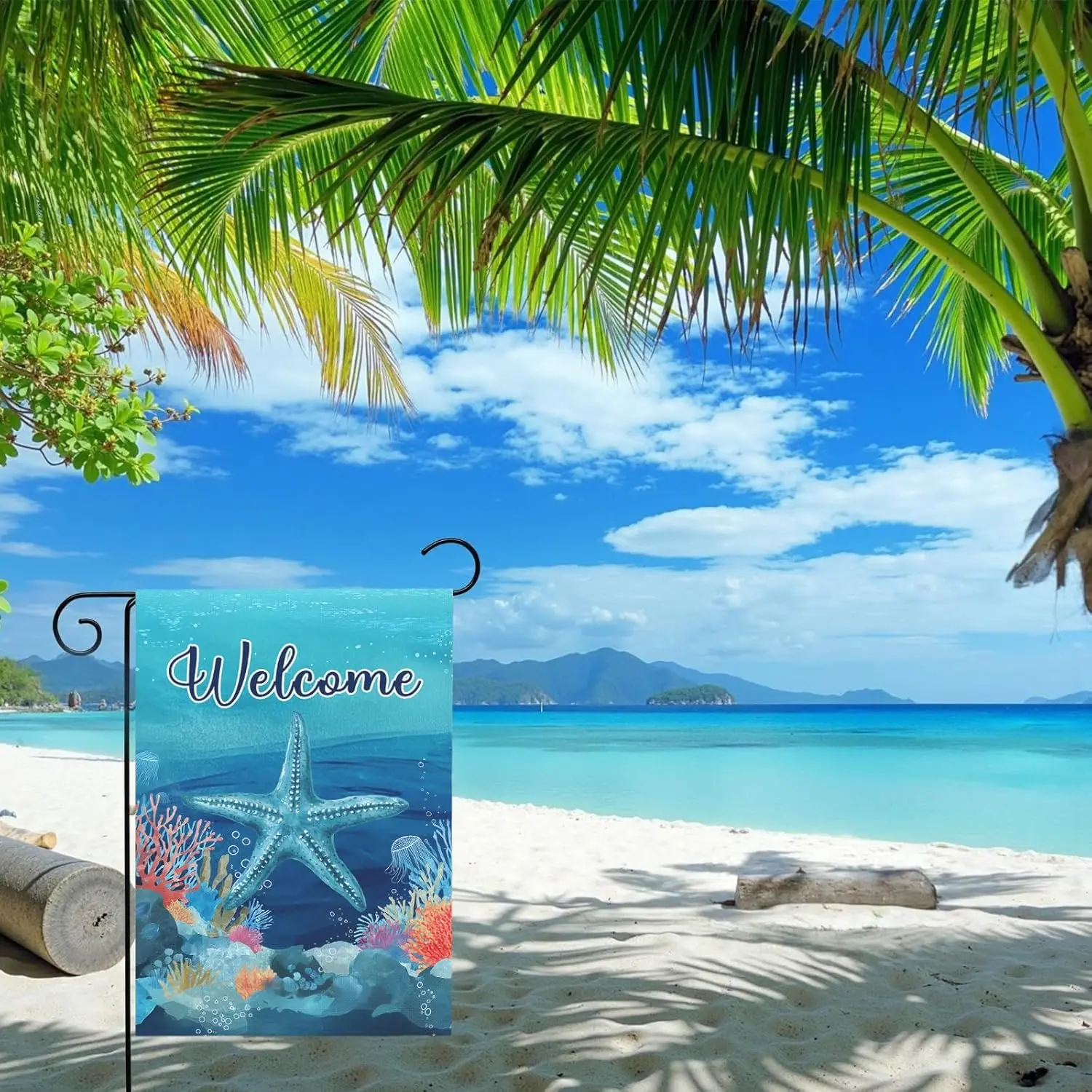 Welcome Coastal Garden Flag with Starfish Ocean Theme Summer Beach Yard Flags Nautical Sea Life Outdoor House Banner for Yar AAS