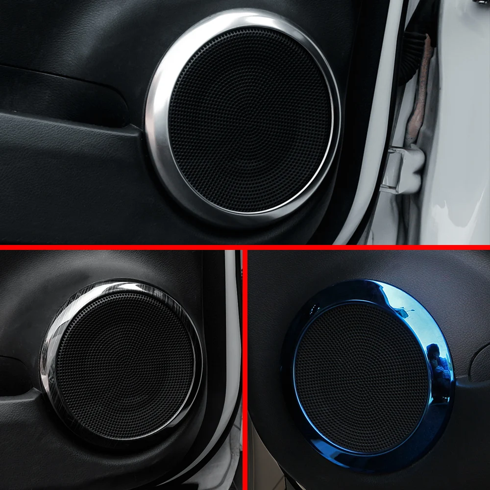 4Pcs Car Door Audio Speaker Panel Circle Trim Ring Cover for Nissan Kicks 2017 - 2022 Stainless Steel Sticker Accessories