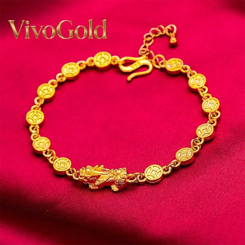 

Браслет VivoGold Pixiu для женщин, 24-каратное золото, AU999 | Матовое золотое украшение в виде писю с гранатовыми бусинами, в прочном винтажном стиле для повседневного образа.
