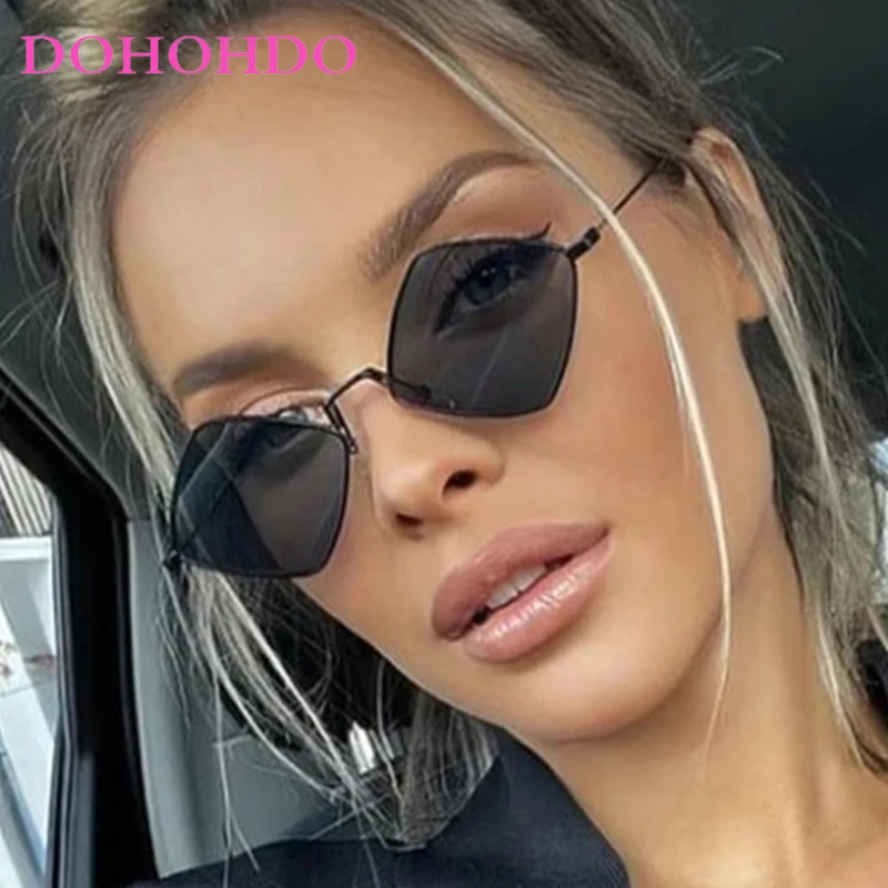 Fashion Small Polygonal Sunglasses Women Luxury Brand Metal Frame Sun Glasses Ladies Hipster Sexy Rhombus Shades Vintage UV400