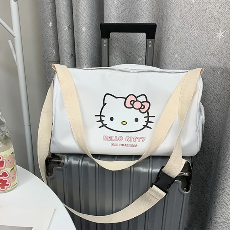 2024 nuova borsa da viaggio con cerniera di grande capacità Hello Kitty per borsa da Fitness da donna borsa a tracolla Oxford impermeabile