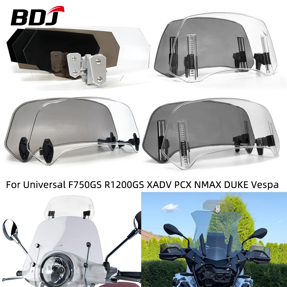 

BDJ Universal Windscreen Deflector Windshield Extension Adjustable Spoiler Clamp-On Suitable For All Motorcycle F850GS XADV NMAX