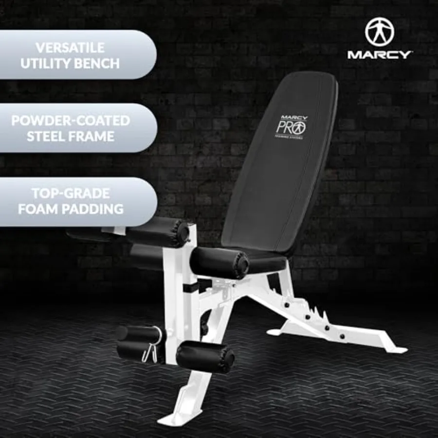 Foldable Full-Body Workout Bench for Home Gym: Steel Frame Black 6-Position Adjustable Backrest Leg Extension Compact Incline/D