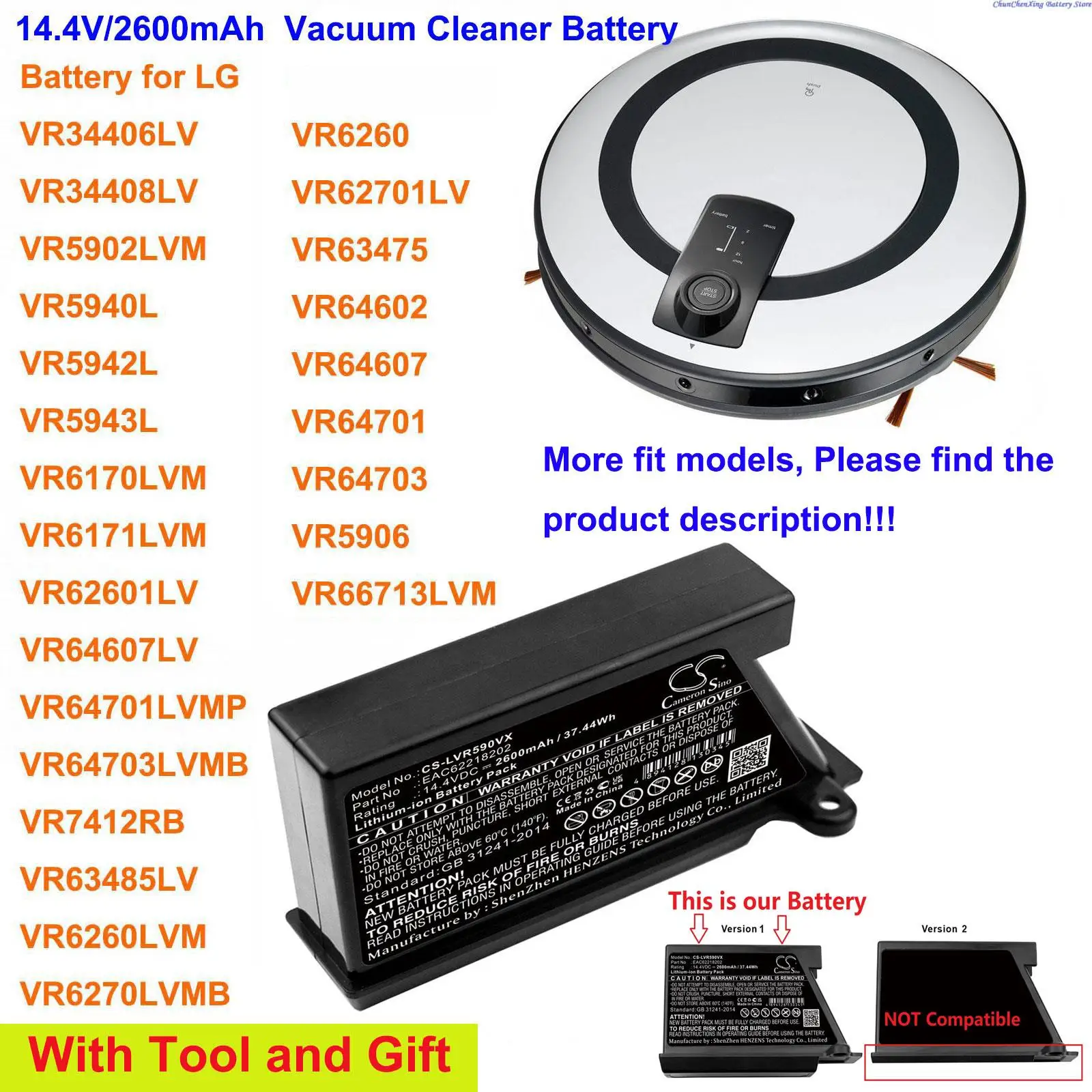 

Аккумулятор Cameron Sino для LG VR5906,VR6171,VR6260,VR62701LV,VR6270LVM,VR63475,VR63485LV,VR64602,VR64607, VR64701,VR64703,VR7412RB