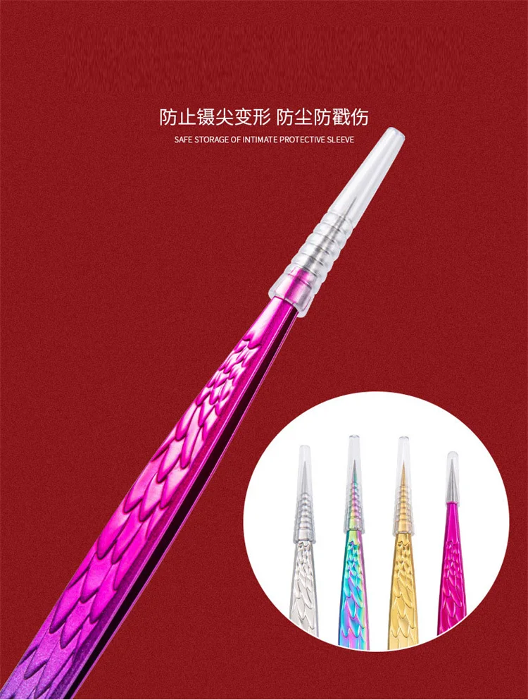 4PCS Falsche Wimpern Pinzette Set Für Wimpern Extensions Liefert Edelstahl Augenbraue Clip Zange Professionelle Nail art Make-Up-Tools – Detail 10