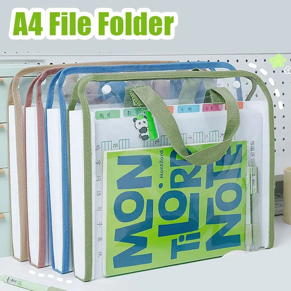 1Pcs Archive Bag A4 File Folder Test Paper Storage Folder 13 Pockets File Bag Waterproof Flip Design Document Bag