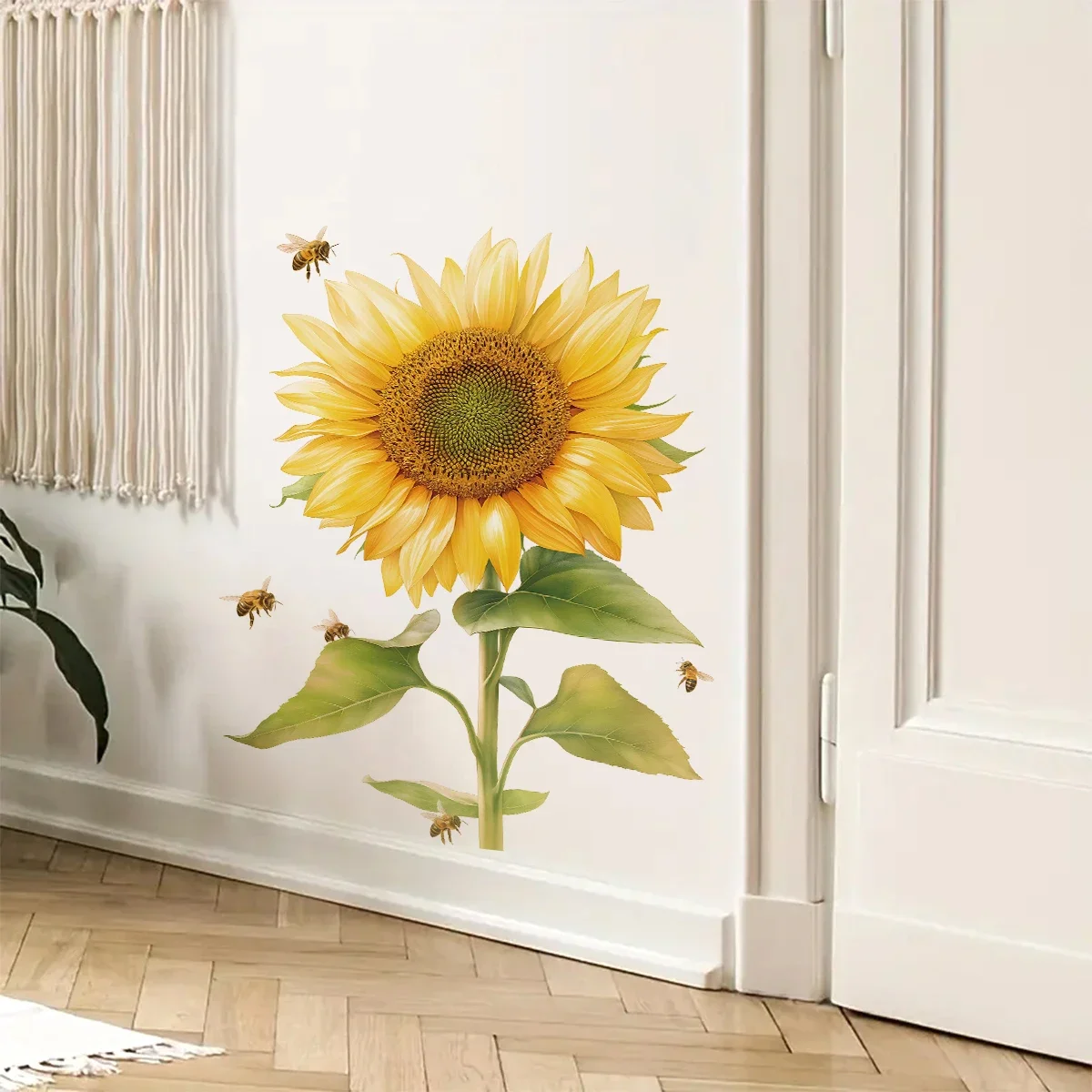 1Pc Watercolor Flower Sunflower Wall Stickers Home Decor Accessories Living Room Kids Room Bedroom Decoration Wall Decals