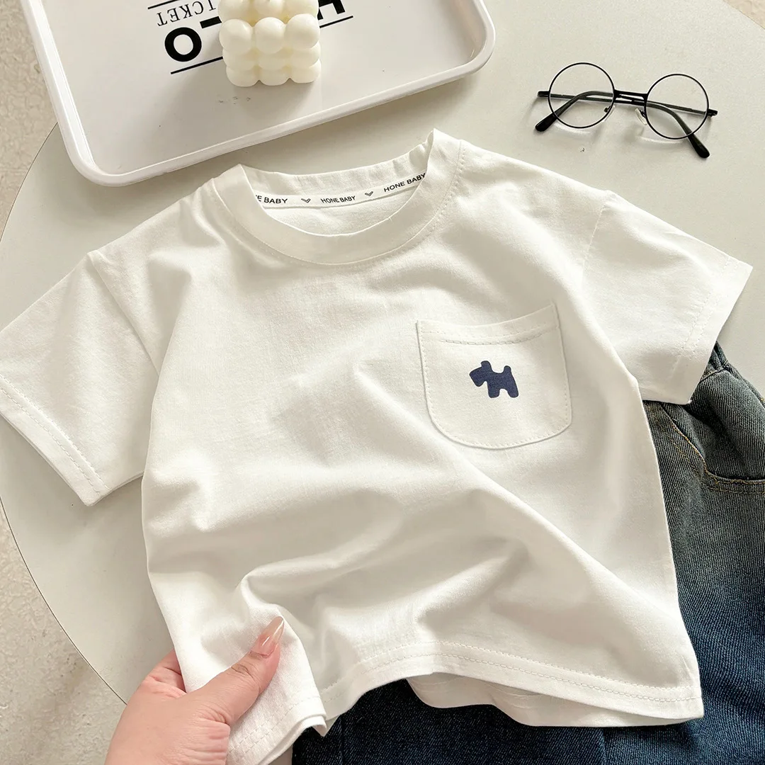 

Children's Pure Cotton T-shirt Baby Cotton Boys' Summer Clothes New Children's Clothing Girls' Loose Casual Top Half Sleeves