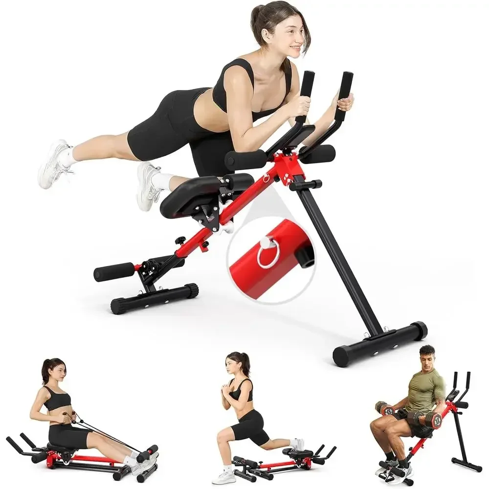 2-in-1 Adjustable Ab & Rowing Machine for Home Fitness with Foam Support and 7-Section Length
