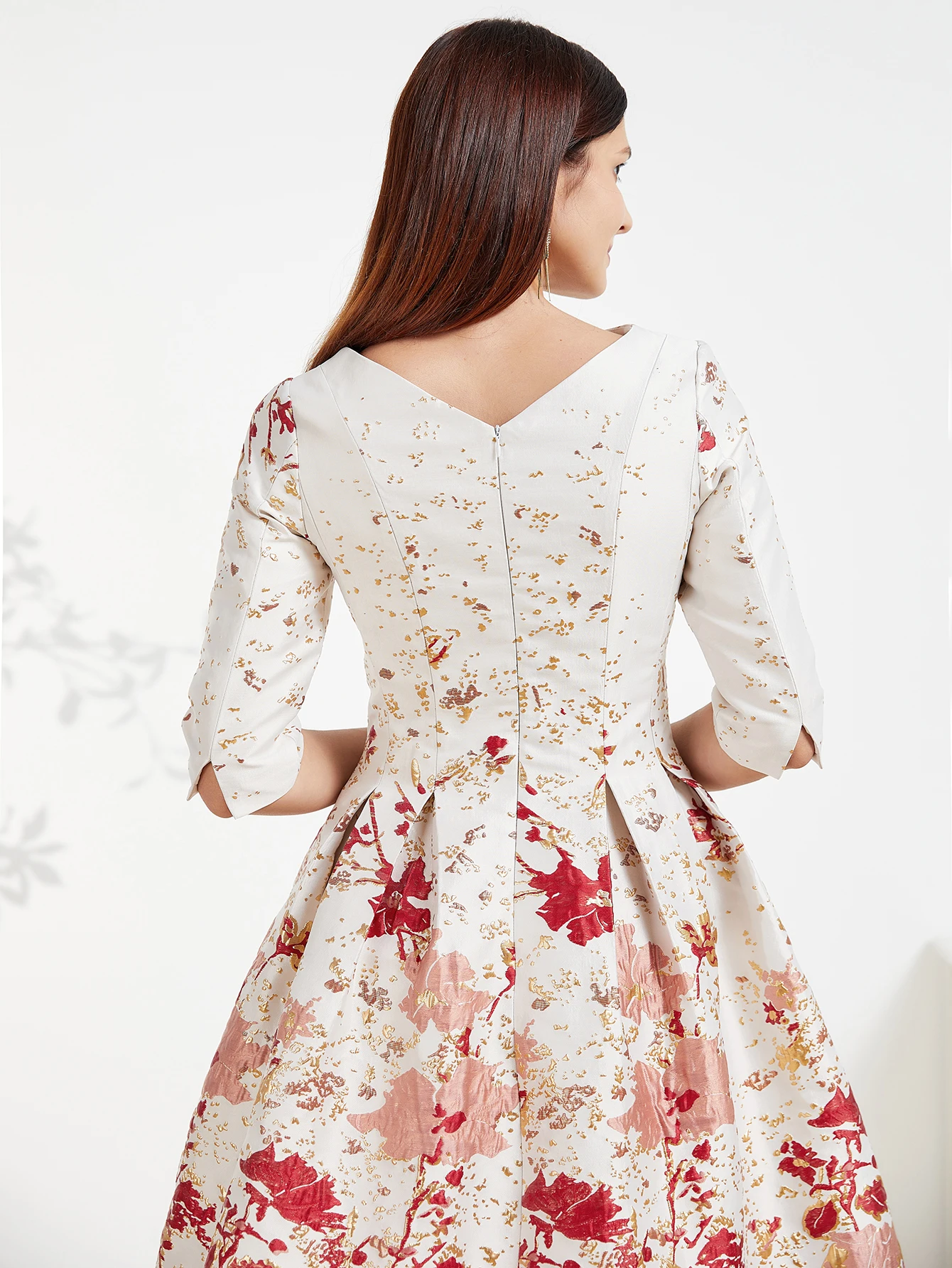 DEVCHATA-Robe Jacquard de Luxe Mi-Longue pour Femme, Tenue de Soirée Florale, Col Rond, Formelle, Éducative, à la Mode, Nouvelle Collection Printemps