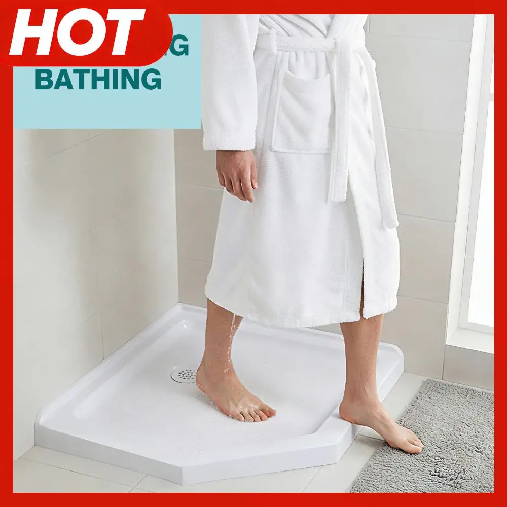 

Shower Tray with Corner Drain Shower Base Pan Non-Slip Textured Surface 37 In. L X 37 In. W for RV Camper Travel Trailers