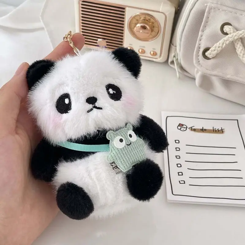Cute Panda Plush Toy Keychain Cartoon Bag Pendant Fashion Gift Car Key Chain Pendant Ornaments Soft Stuffed Animal Accessories