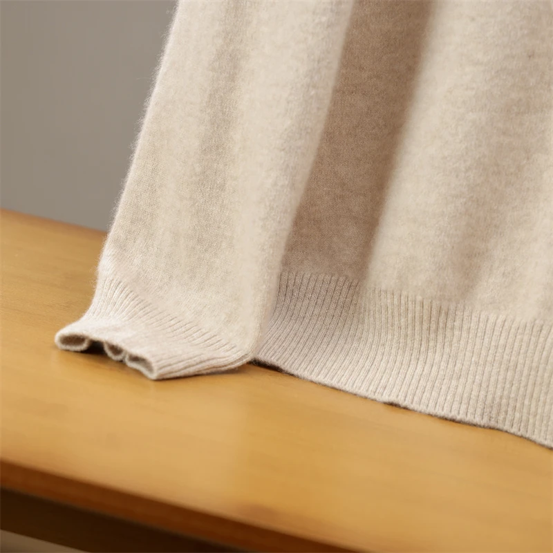 100% Pure Cashmere Sweater Men's Lapel Collar Pullover Sweater Autumn Winter New Knitted Base Sweater Versatile Basic Clothing