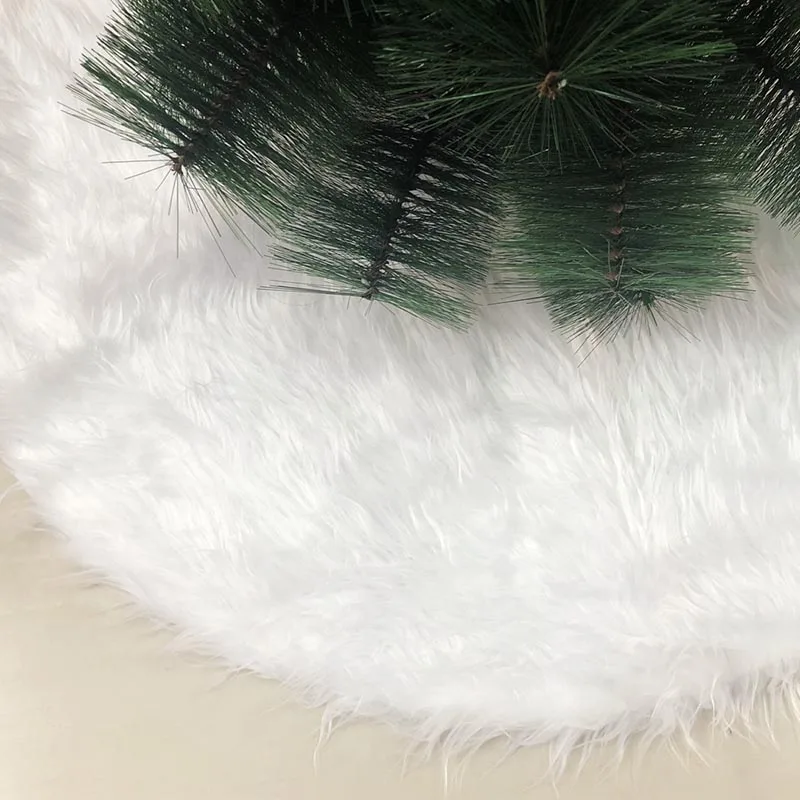 Christmas Tree Skirt Cover Base Mat White Plush Decoration For Home Party Holiday Christmas Tree Skirt Home Party Holiday