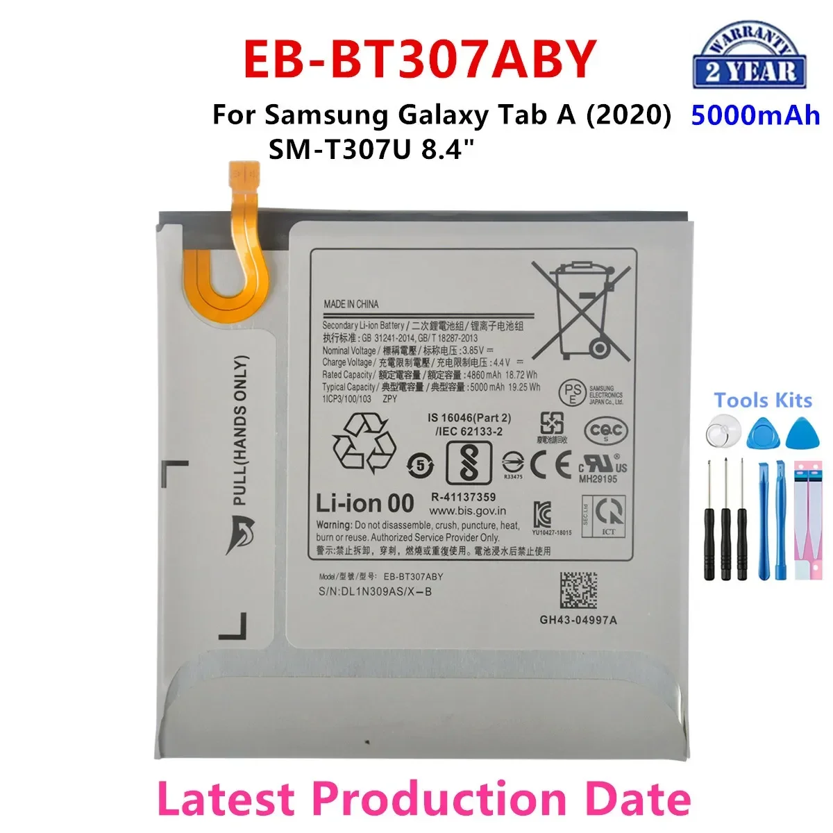 

Brand New EB-BT307ABY 5000mAh Replacement Battery For Samsung Galaxy Tab A (2020) SM-T307U 8.4" Tablet batteria+Tools