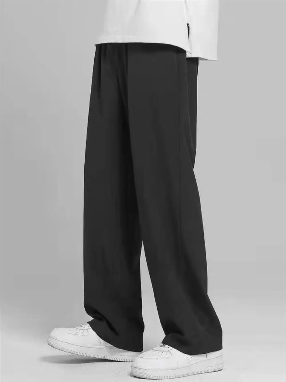 

Ice Silk Men's Summer Thin Loose Straight Drapey West Pants Elastic Waist Qui Dry Sports Casual Long Trousers