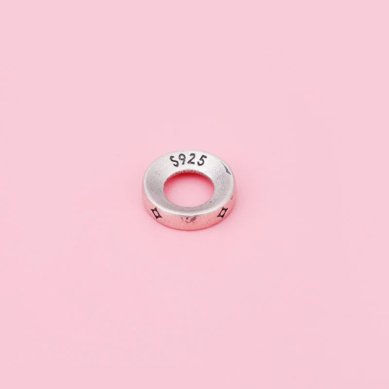 S925 sterling silver vintage Circle clasp gasket Text Play Buddhist bead bracelet Necklace septum DIY jewelry bracelet material