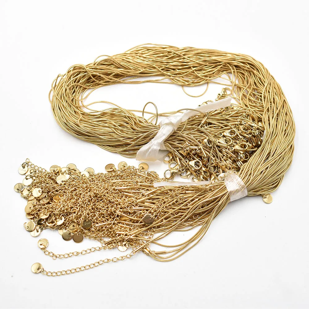 Großhandel 0,9mm Edelstahl Schlangenkette Halskette 45cm+5cm Kette Karabinerverschluss DIY Schmuckzubehör 20 Stück/Lot – Detail 1