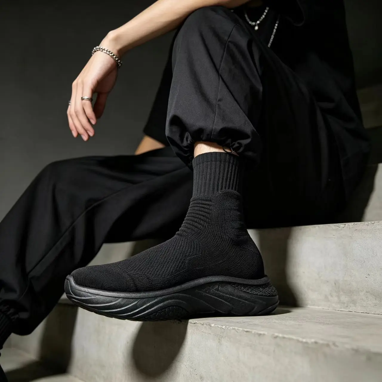 Men High‑Top Sock Training Shoes Popcorn Cushion Sole Breathable Sneakers Non‑Slip Jump Rope Yoga Gym Fitness Walking Sport Shoe - view 5