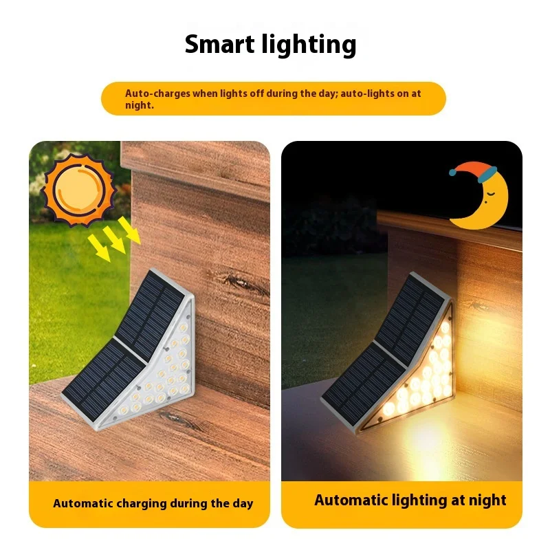 Lámpara LED de escalera Solar impermeable para exteriores, lámpara de paso Triangular, plataforma de escalera de decoración de jardín y patio
