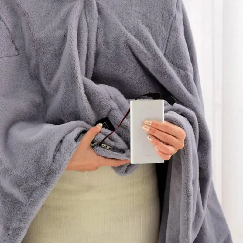 

Electric Heated Blanket 59x33.5 Inch Warm Nap Blankets Adjustable Electric Lap Blanket Throw 3 Levels Temperature Poncho Wrap