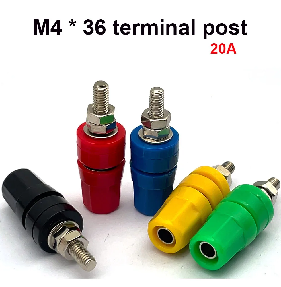 1PCS/5PCS M4X36 Pure Copper Terminal 4mm Banana Jack Socket 20A Binding Post Banana Plug Connector