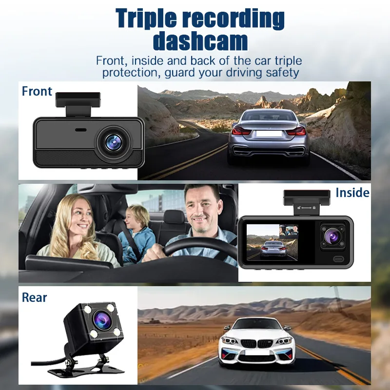 WIFI 3 Camera Dash Cam Cabin Car Dvr 1080P Interior Vehicle Three Way Channel Dvrs Recorder Video Registrator Dashcam Camcord