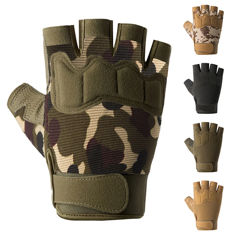 Men\'s Tactical Gloves Military Army Shooting Fingerless Gloves Anti-Slip Outdoor Hunting Sports Paintball Airsoft Bicycle Gloves