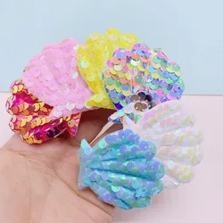 Sequin Shell Padded Appliques for Children, Hat Sewing, Headwear Accessories, DIY Patches, 5.5 cm * 5cm, 24Pc