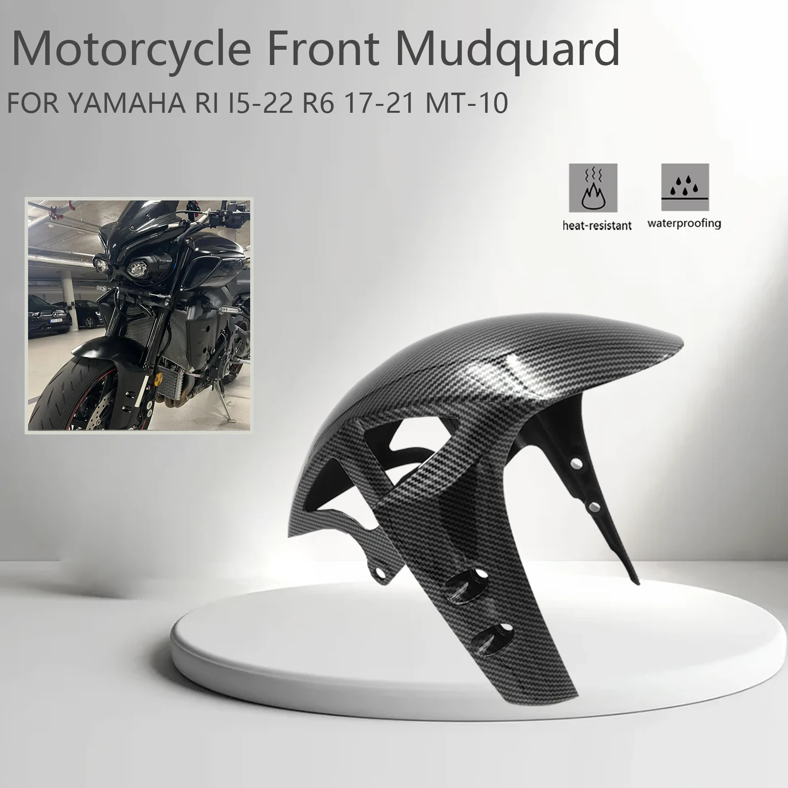 

Motorcycle ABS Carbon Fiber Pattern Front Fender Splash Guard For Yamaha MT10 FZ10 R1 R6 R1M 2017 2018 2019 2020 2021 2022